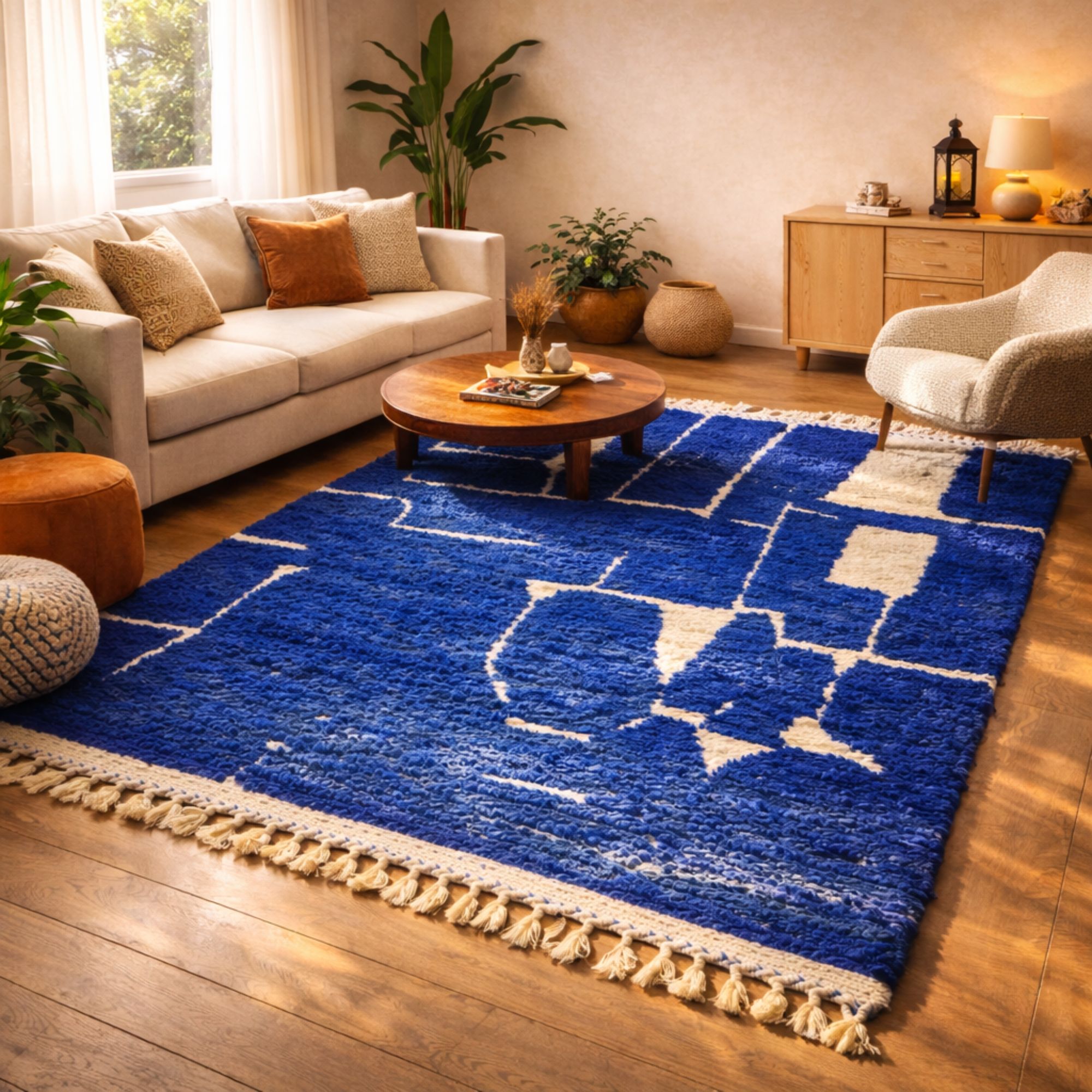 Cobalt Blue Moroccan Rug 4x6 ft (122x183 cm) | Nomadinas